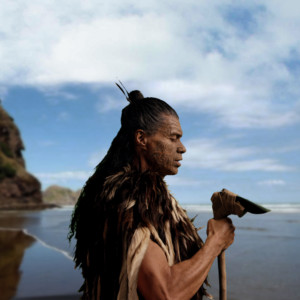 Antonio Te Maioha plays Kupe in the Manea Footprints Of Kupe experience - Opononi, New Zealand