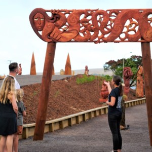 Welcoming Visitors to Manea Footprints of Kupe in Opononi, New Zealand